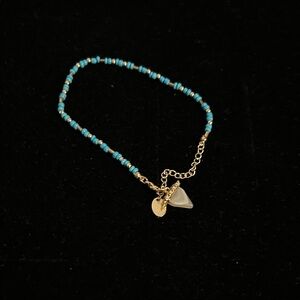 Turquoise and Gold Beaded anklet
